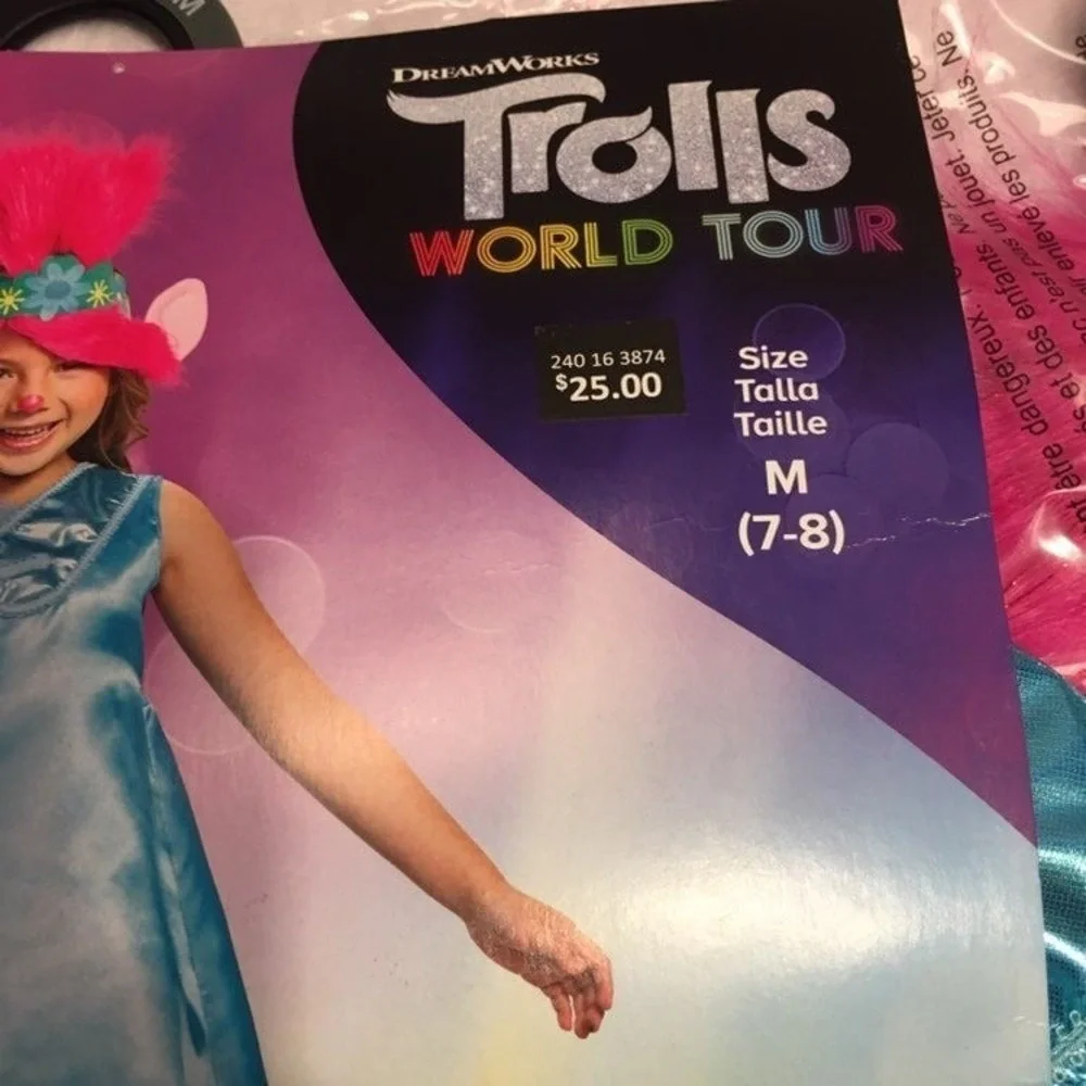 Disguise Trolls World Tour Poppy Costume Kids Size Small 6-7 New Deluxe Outfit